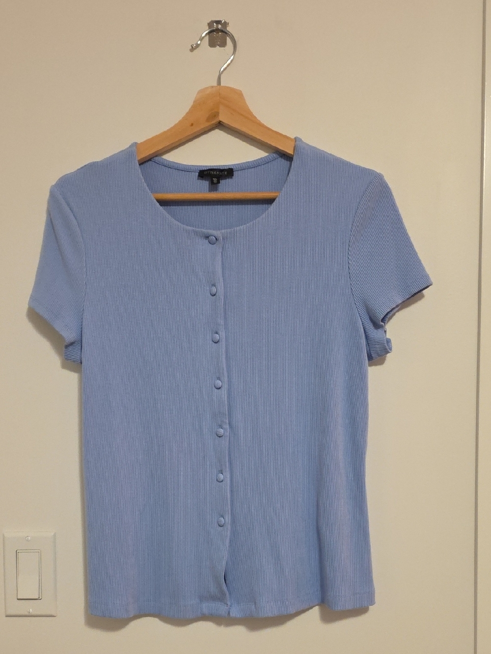 Dynamite Light Blue Ribbed Button-Front Top